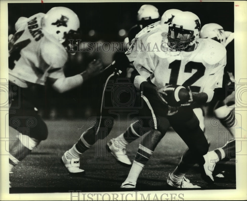1983 Press Photo High School Football Players John Paul Canty and John Stites - Historic Images