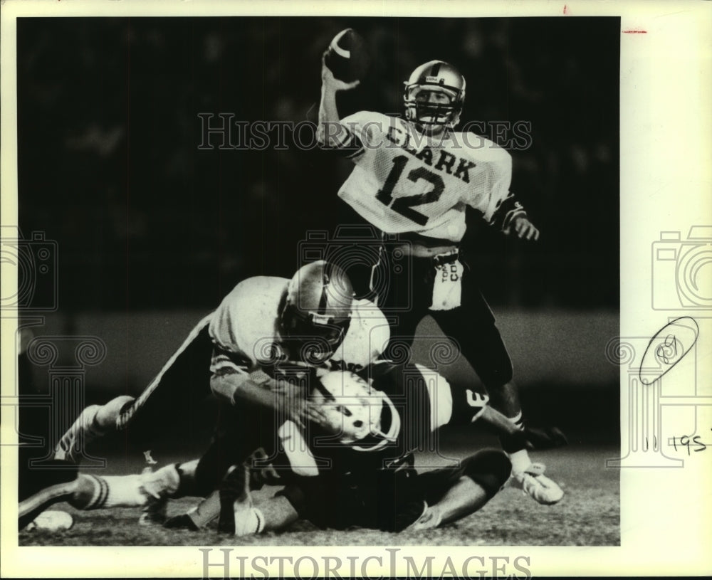 1983 Press Photo Jesse Paul Garcia, Clark High School Football Player at Game - Historic Images
