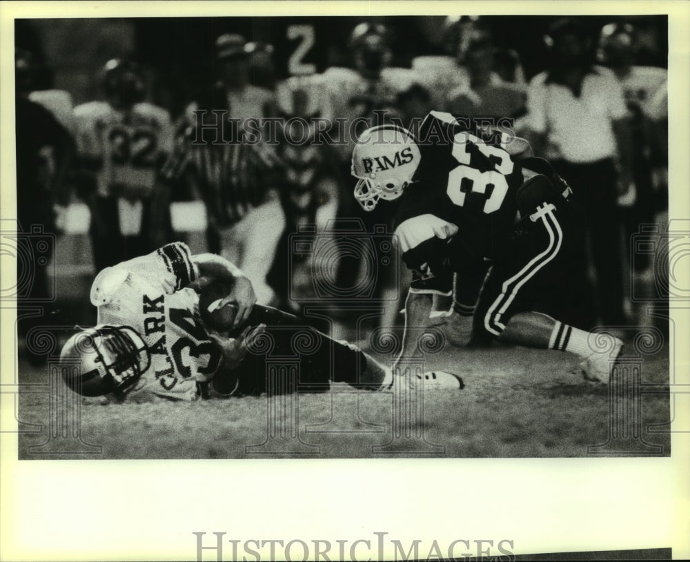 1983 Press Photo Marshall and Clark High School Football Players at Game - Historic Images