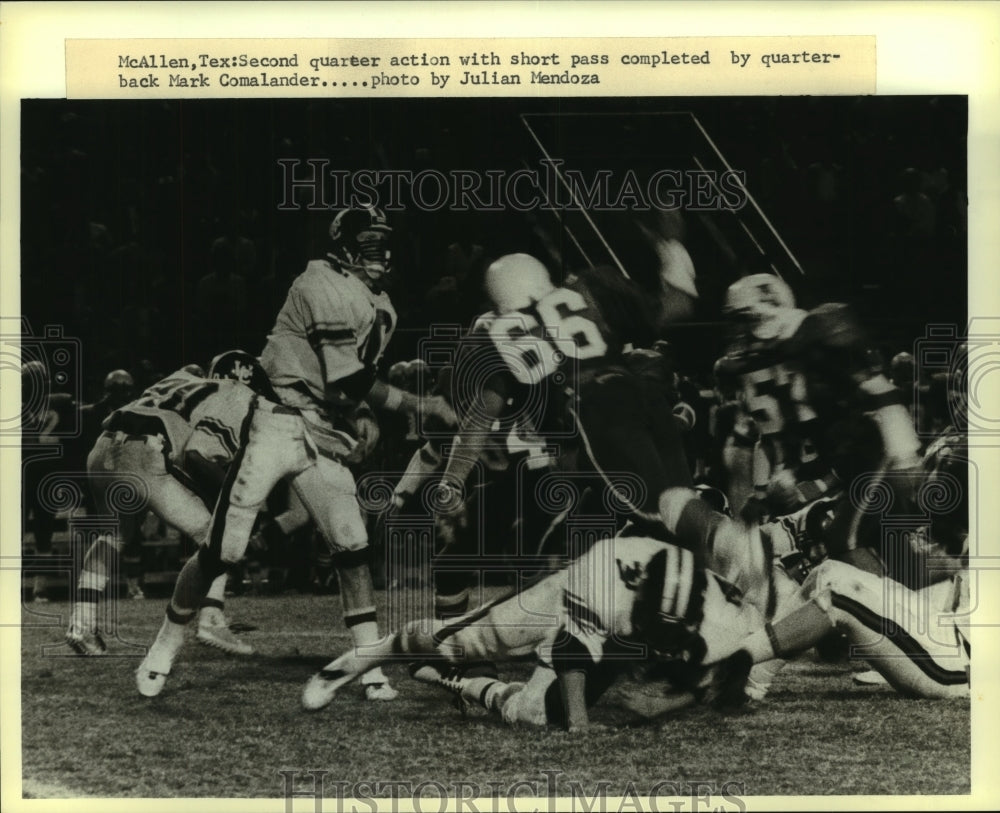 Press Photo Mark Comalander, Football Quarterbak Makes Pass at Game - sas08075 - Historic Images