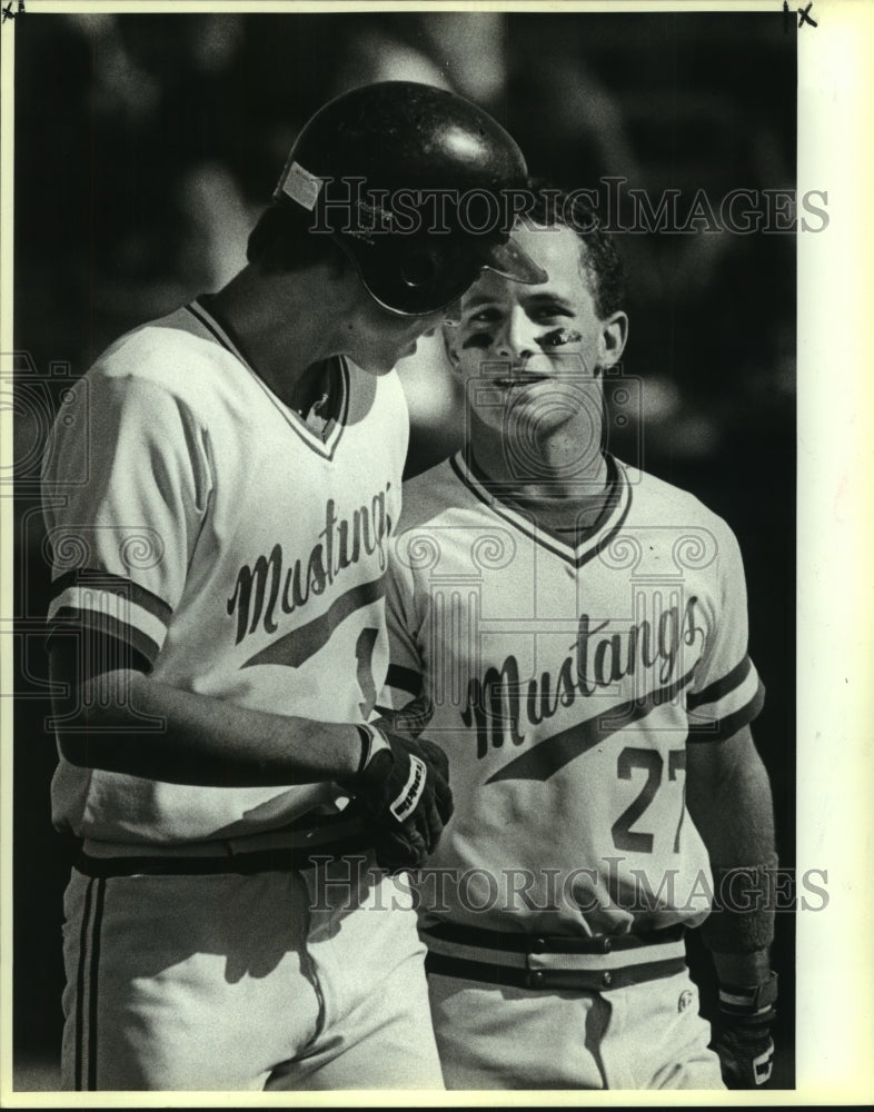 1987 Press Photo Jay High baseball players Bret Jorgensen and Marty Brugler - Historic Images