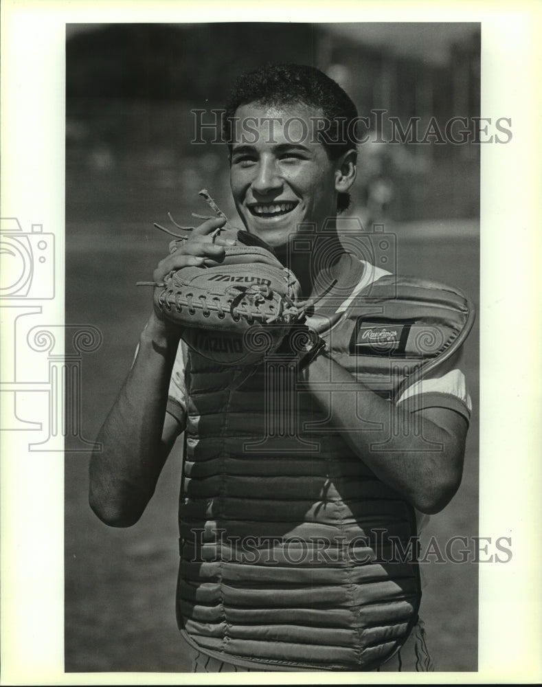 1989 Press Photo Brandon Cancino, Jay High School Baseball Catcher - sas08167 - Historic Images