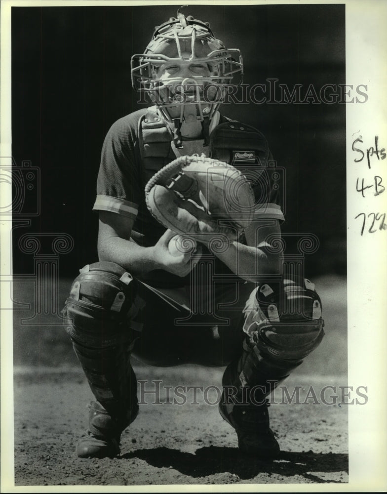 1989 Press Photo Mike Lutz, Hines High School Baseball Catcher - sas08174 - Historic Images