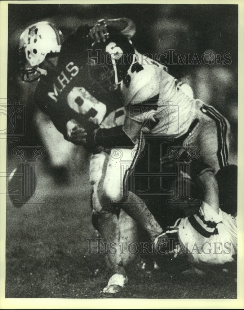 1985 Press Photo Southwest ane Memorial High School Football Players at Game- Historic Images