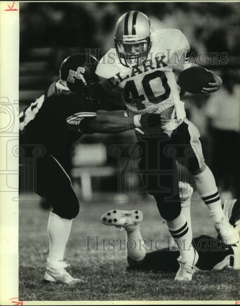 1985 Press Photo David Shackelford, Clark High School Football Player at Game - Historic Images
