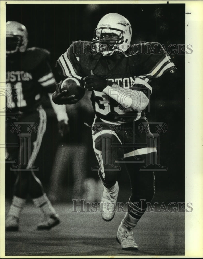 1985 Press Photo Halie Washington, Sam Houston High School Football Player - Historic Images