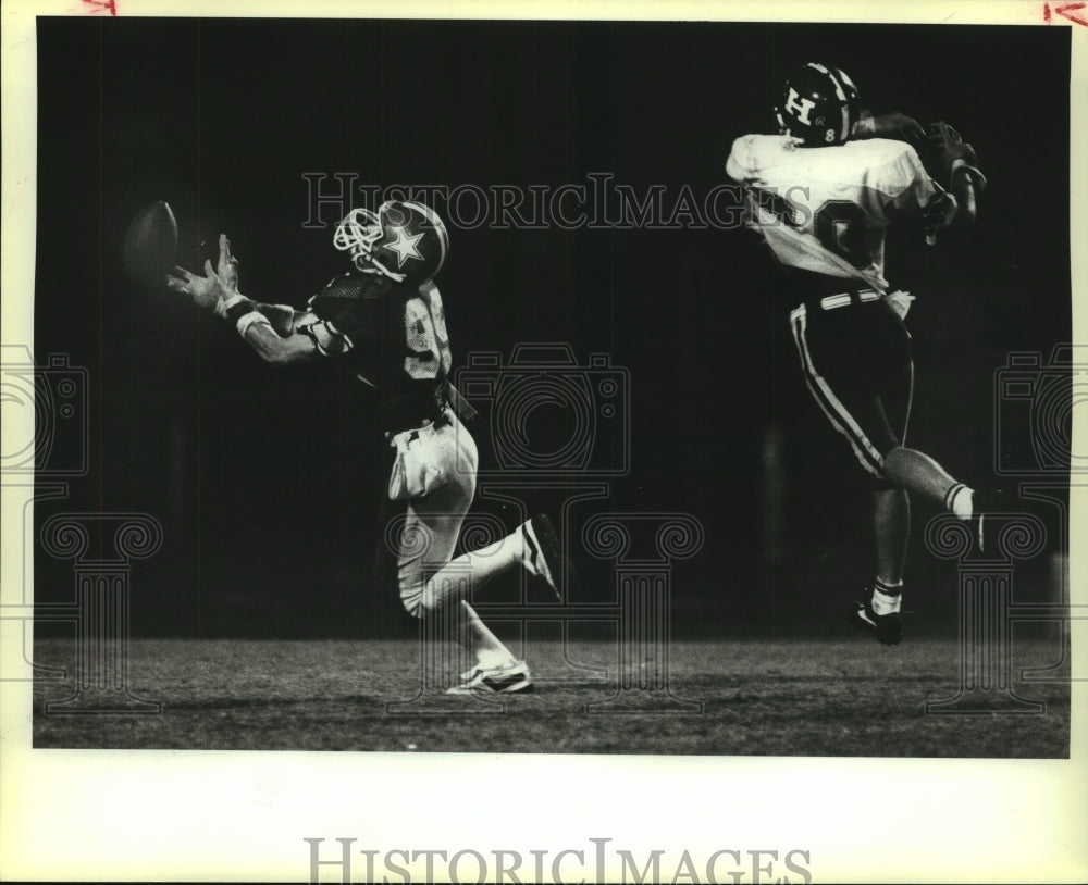 1984 Press Photo Hondo and Bandera High School Football Players at Game - Historic Images