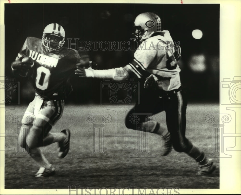 1983 Press Photo Cap Watters, Judson High School Football Player at Clark Game - Historic Images