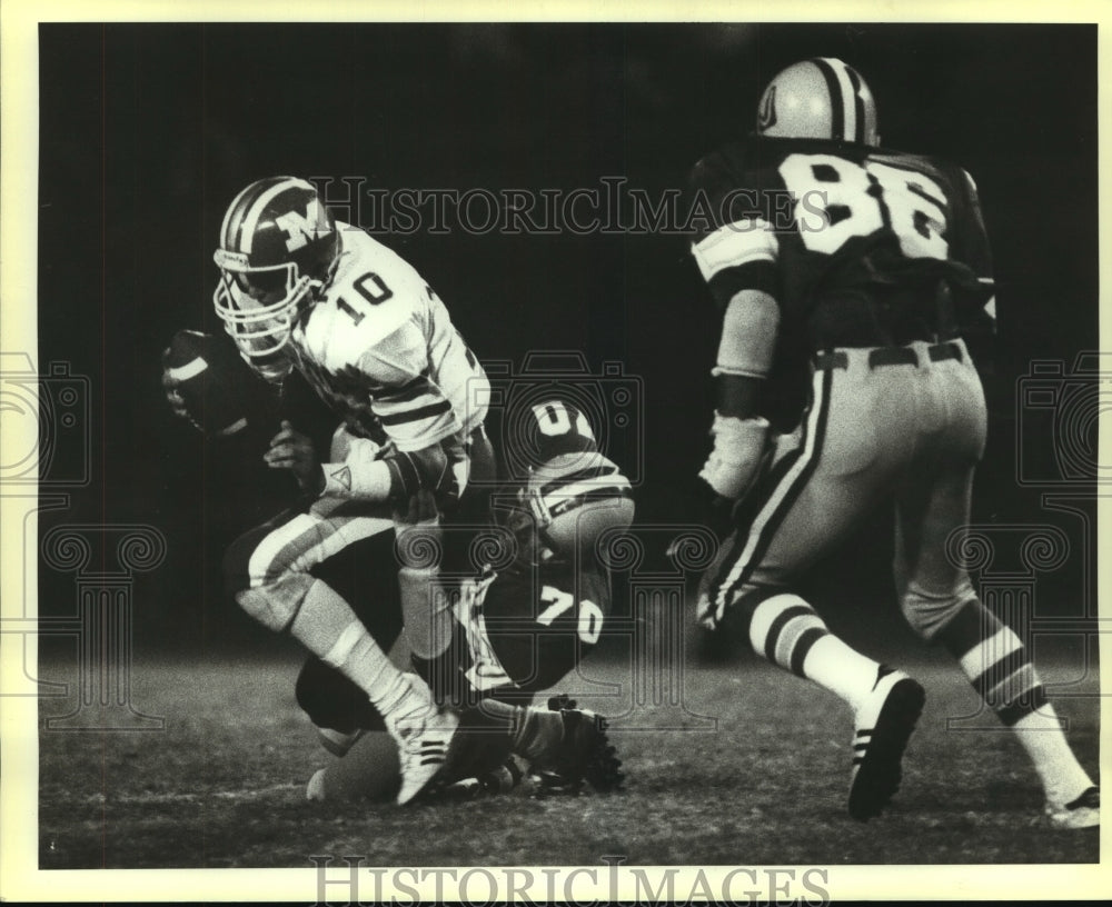 1984 Press Photo Judson and MacArthur High School Football Players at Game - Historic Images
