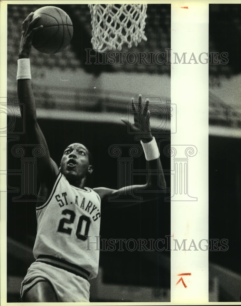 1985 Press Photo Mark Miller, Saint Mary's College Basketball Player at Lamar - Historic Images