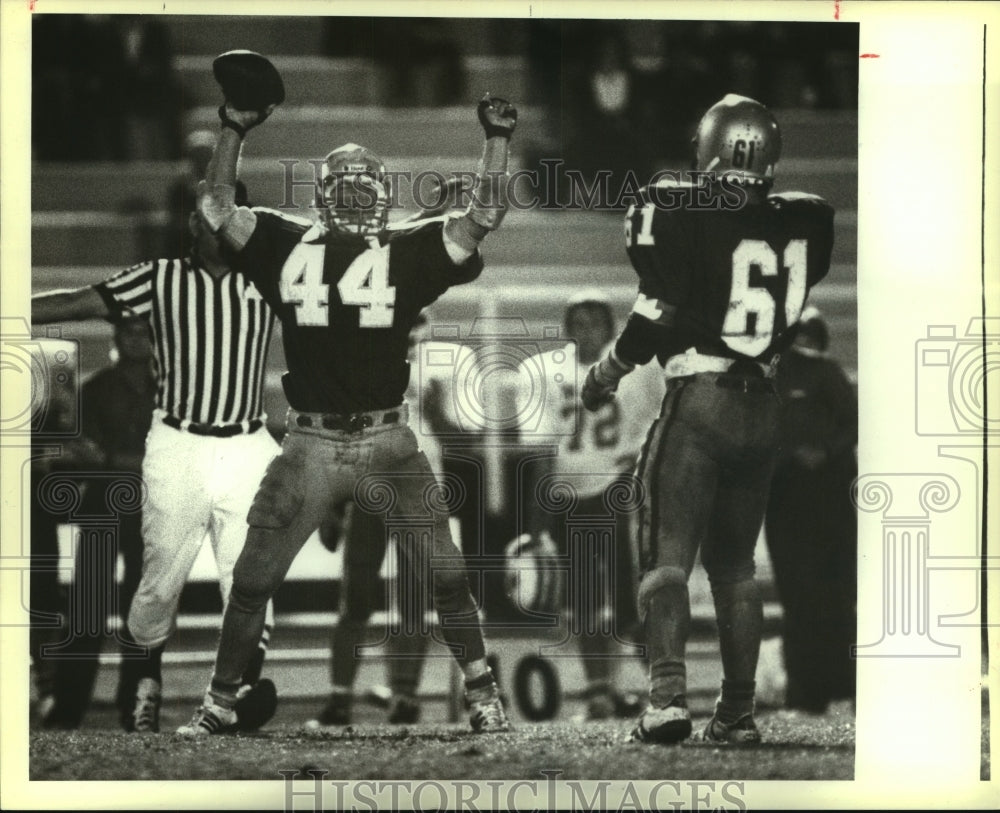 1984 Press Photo Mark Pare, Lee High School Football Player at Game Interception - Historic Images