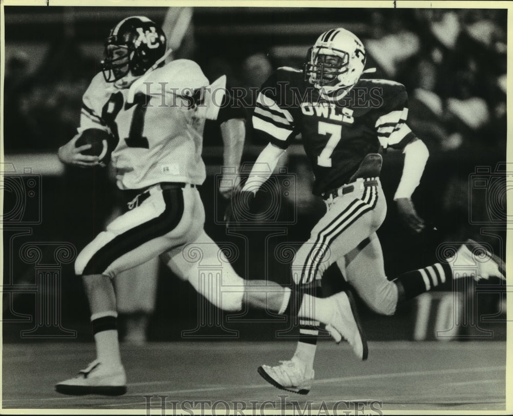 1985 Press Photo Churchill and Highlands High School Football Players at Game - Historic Images