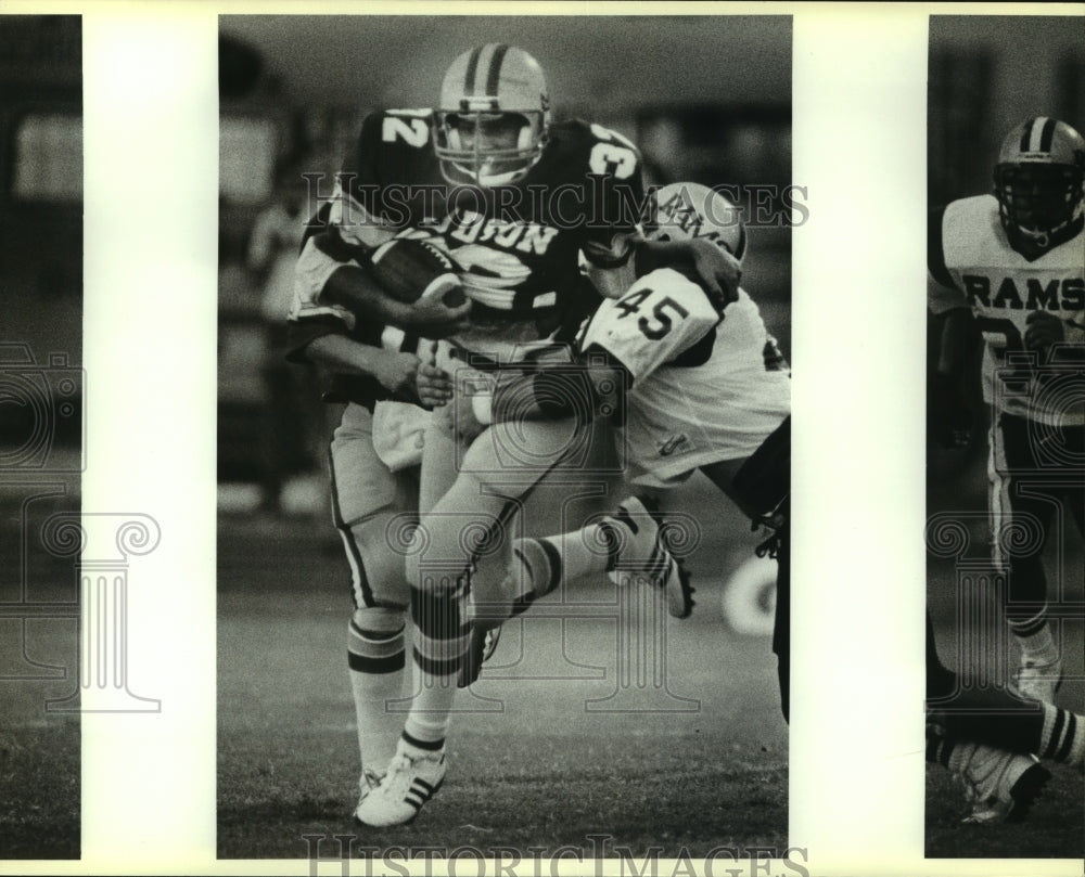 1985 Press Photo Zeus Provost, Judson High School Football Player at Game - Historic Images