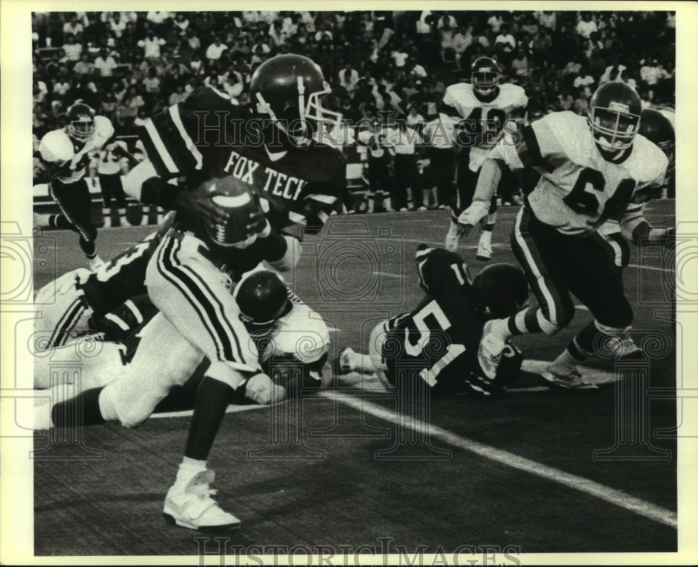 1985 Press Photo Greg King, Fox Tech High School Football Quarterback at Game - Historic Images