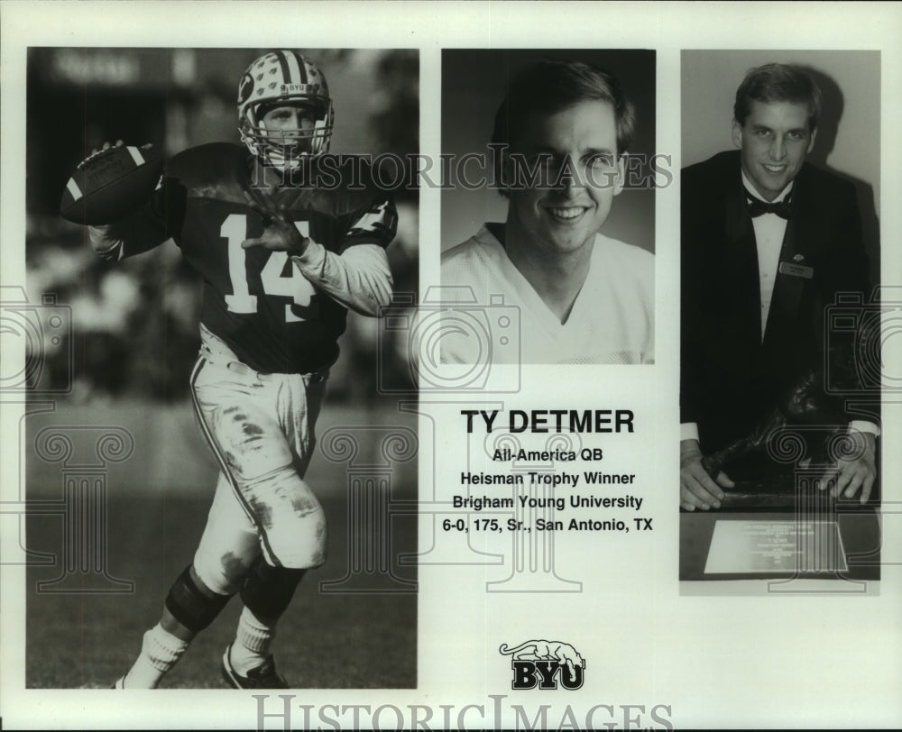 Press Photo Ty Detmer, Brigham Young University All American Football Player - Historic Images
