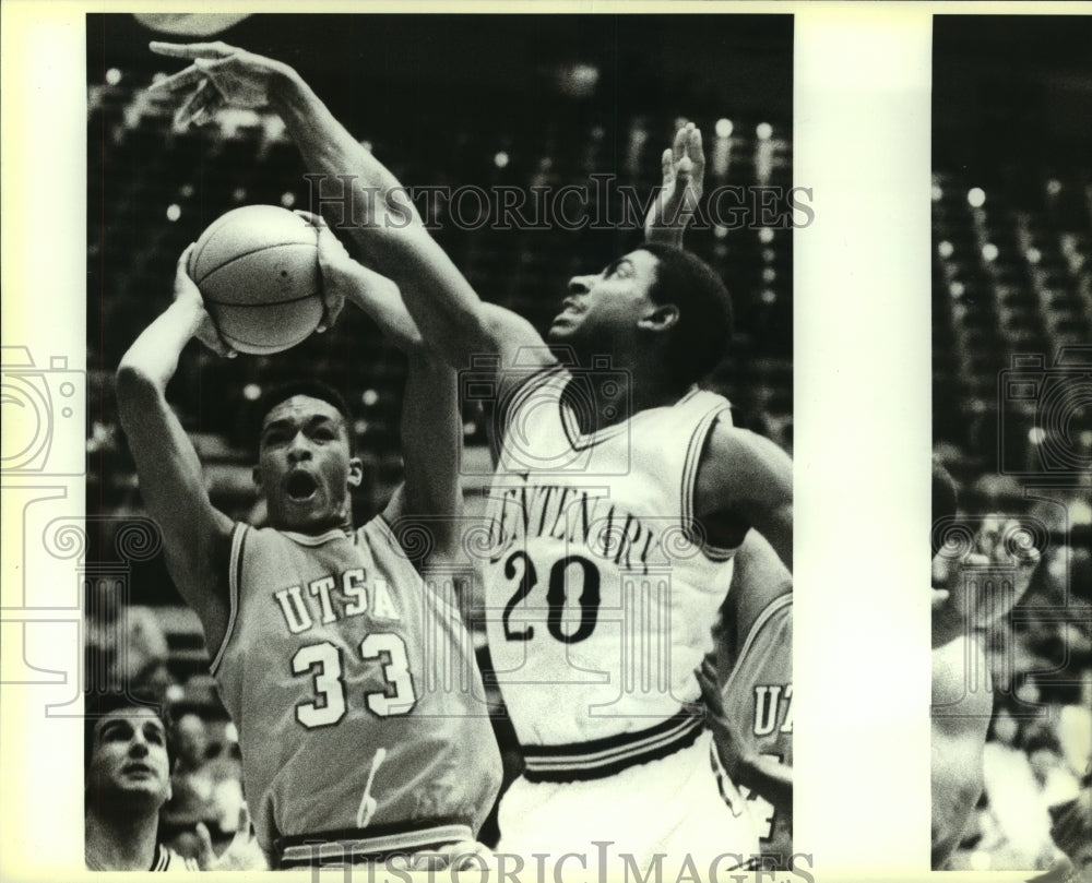 1987 Press Photo Maurice Barr, Centenary College Basketball Player at Game - Historic Images