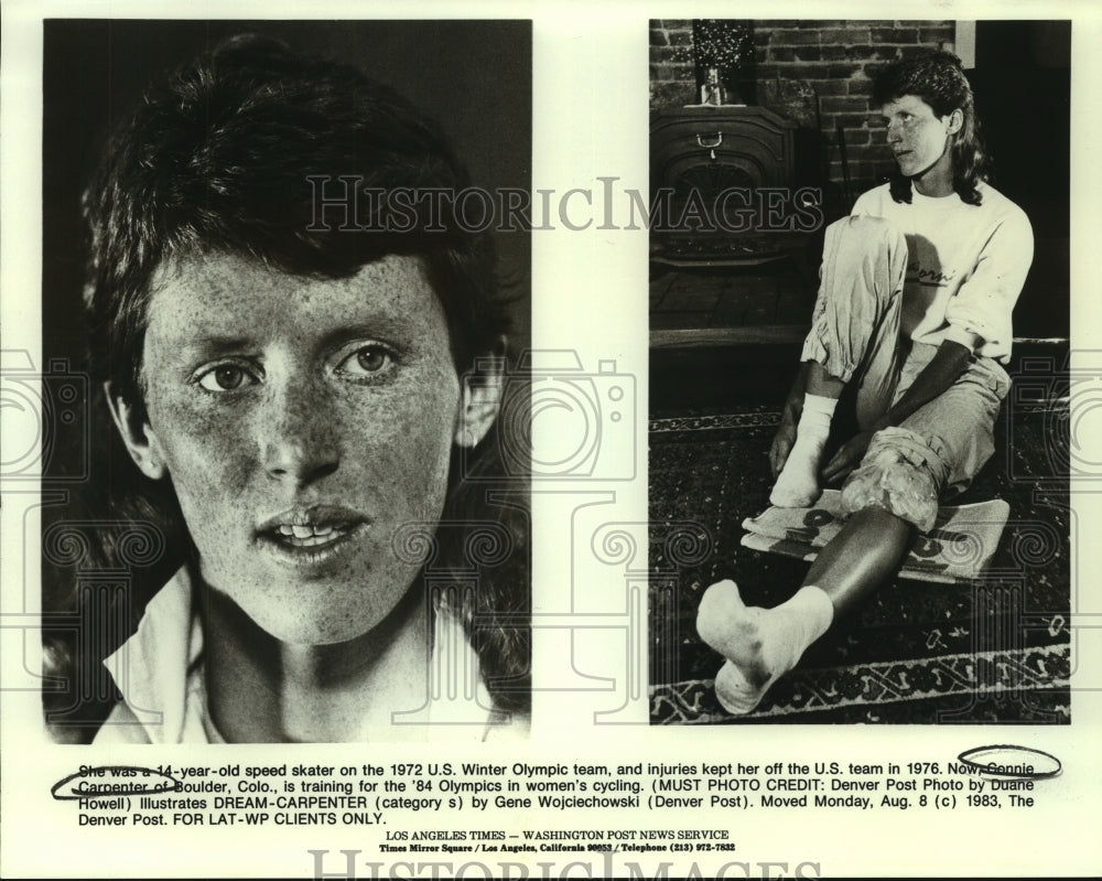 1983 Press Photo Gennie Carpenter, Olympic Women&#39;s Speed Skater and Cyclist - Historic Images