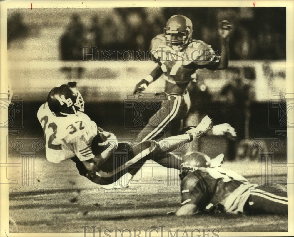 1982 Press Photo Rick Purdy, New Braunfels High School Football Player at Game- Historic Images