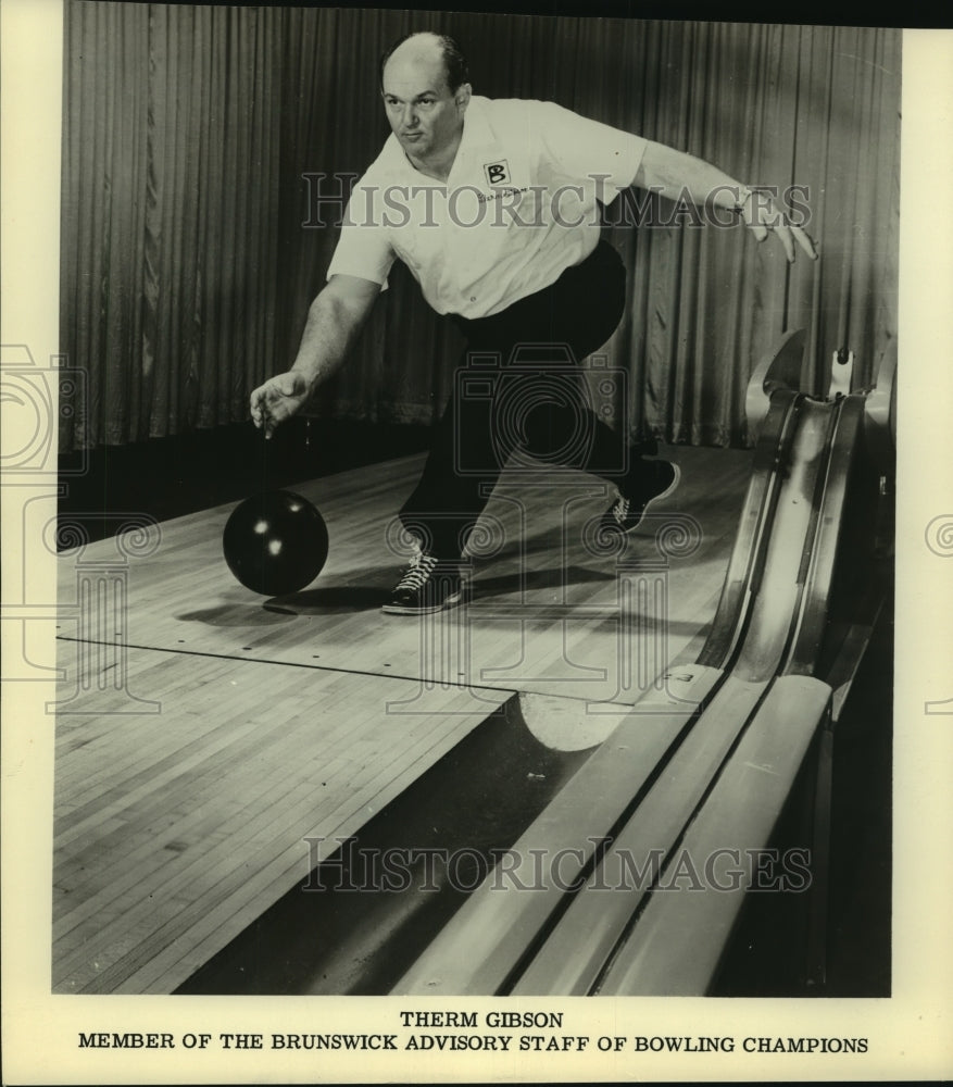 Press Photo Therm Gibson, Brunswick Advisory Staff of Bowling Champions- Historic Images