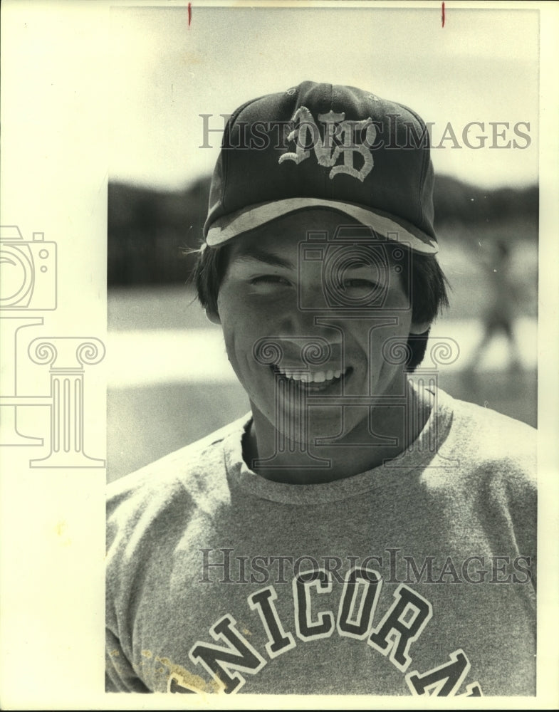 1983 Press Photo New Braunfels High baseball pitcher Bobby Tristan - sas10216 - Historic Images