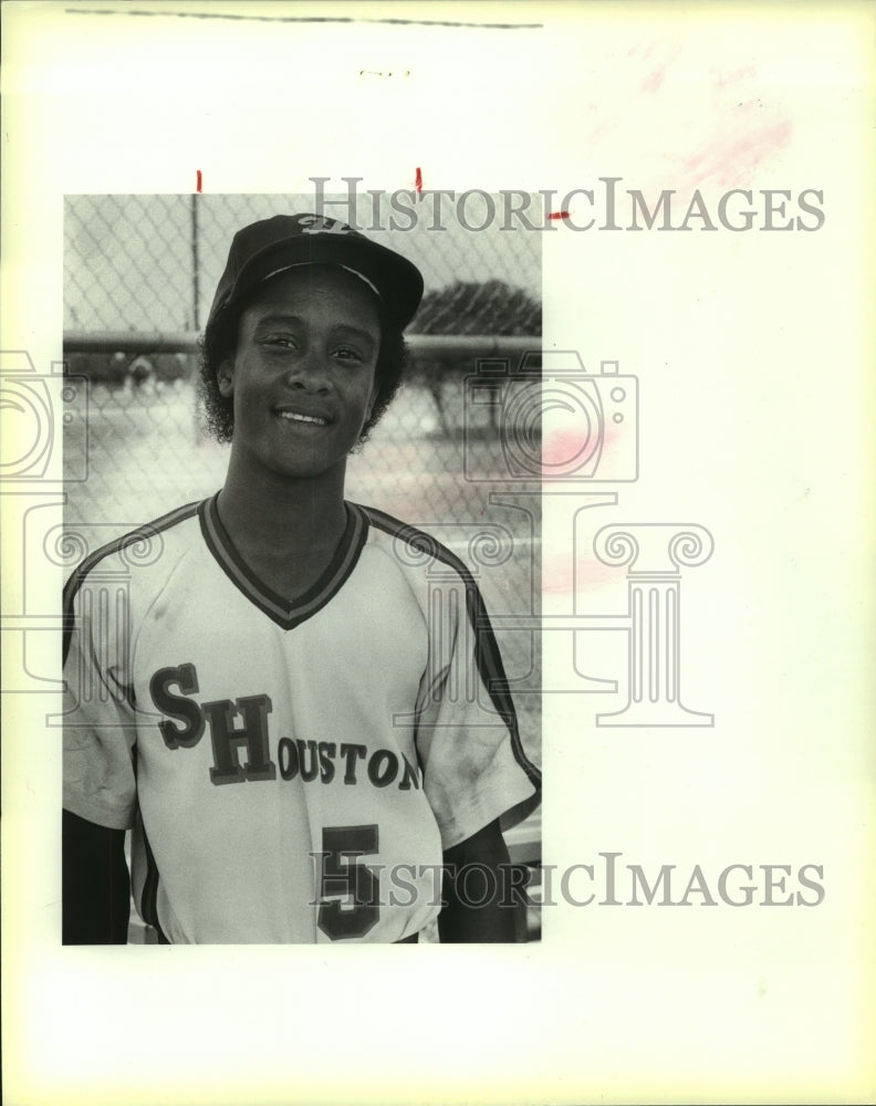 1986 Press Photo Sam Houston High baseball pitcher Connie Harrison - sas10228- Historic Images