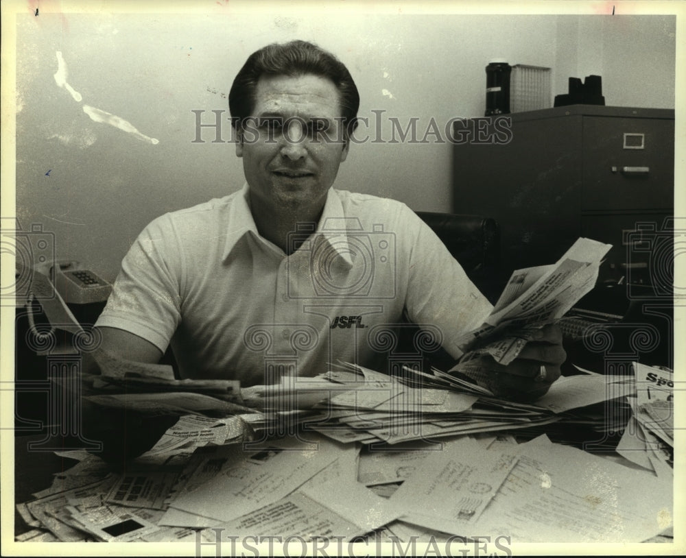 1983 Press Photo Roger Gill of United States Football League Gunslingers - Historic Images