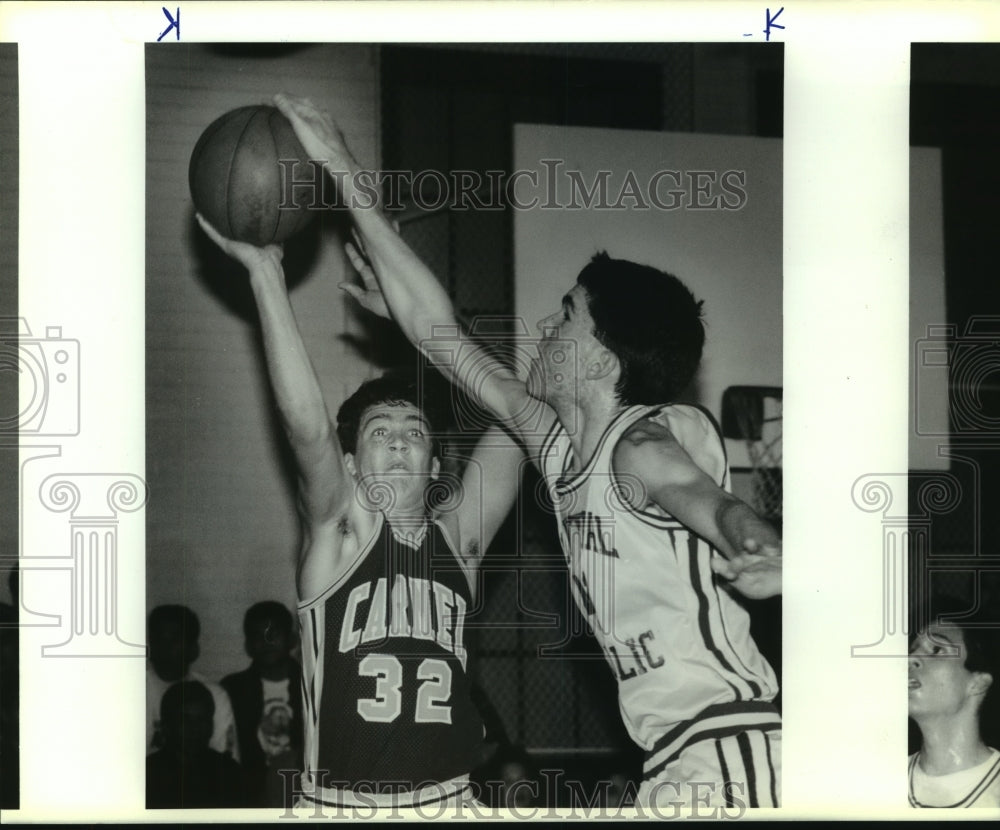 1990 Press Photo Hoch Keoppler, Carmel High School Basketball Player at Game - Historic Images