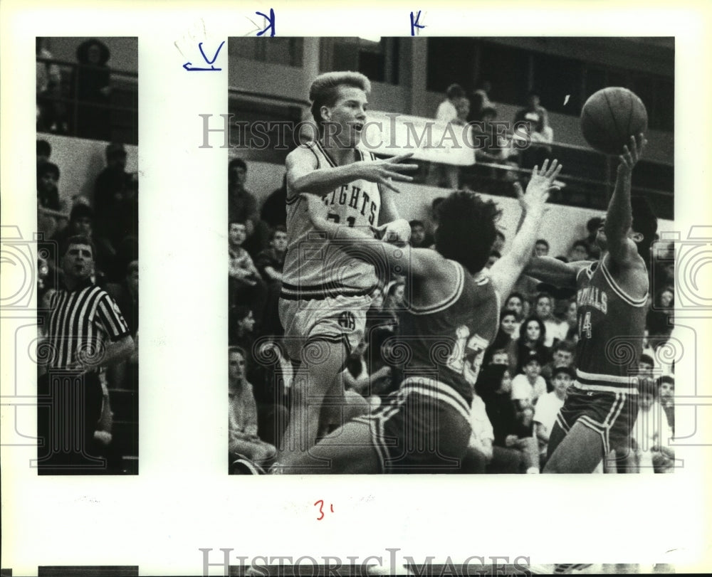 Press Photo Trevor Bain, Alamo Heights High School Basketball Player at Game - Historic Images