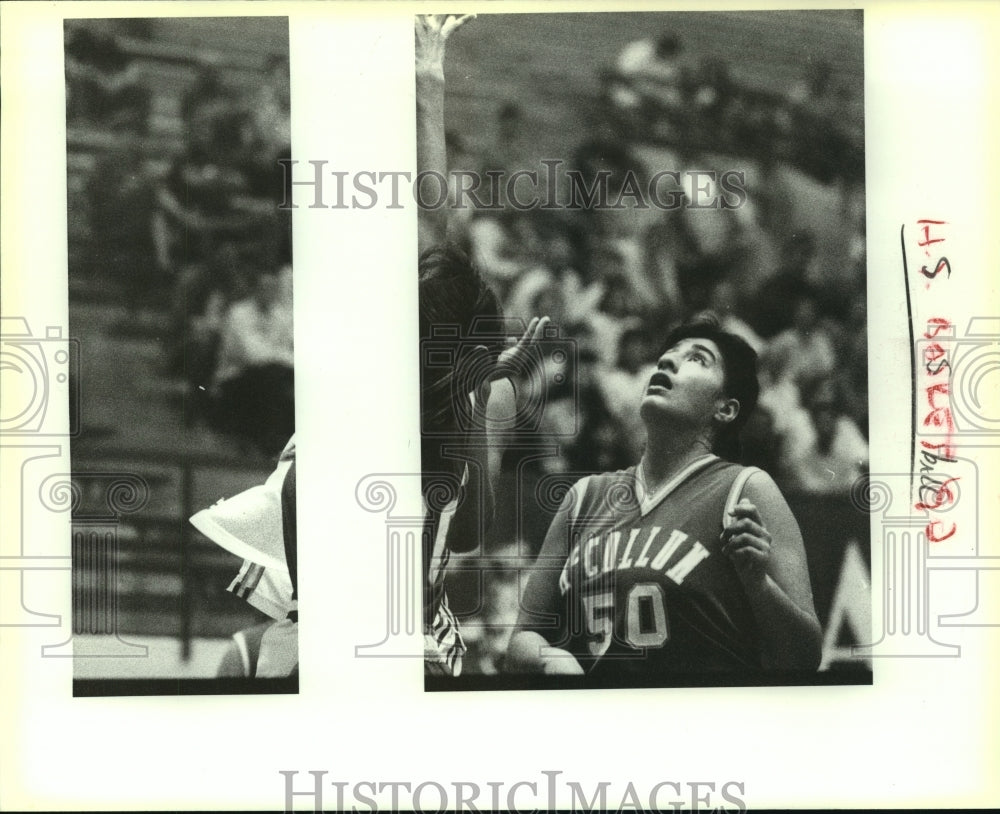 1990 Press Photo Becky Valdez, McCollum High School Basketball Player at Game- Historic Images