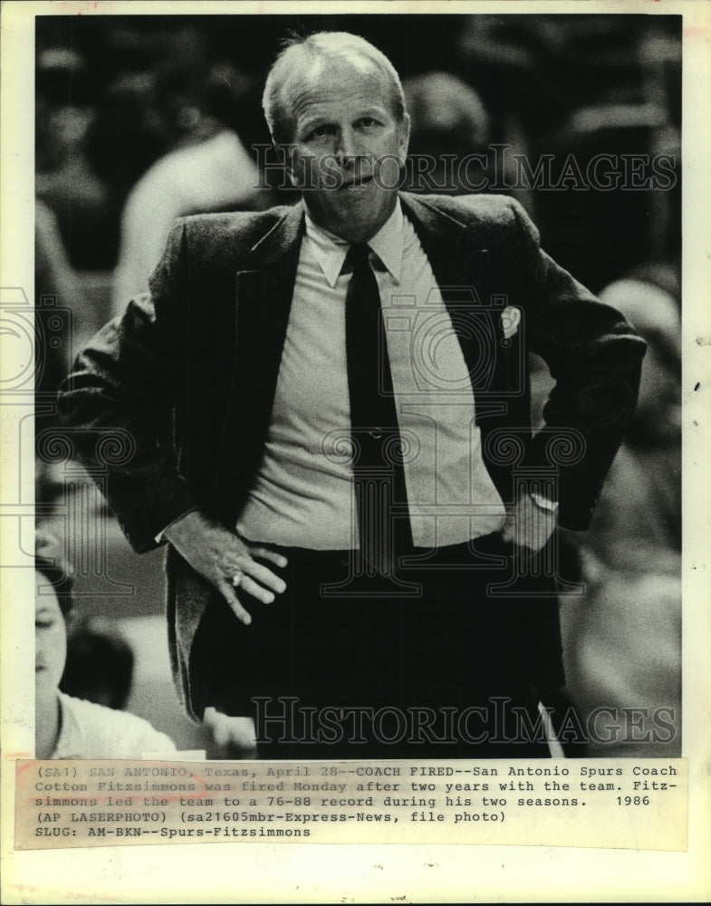 1984 Press Photo Cotton Fitzsimmons, San Antonio Spurs Basketball Coach-Historic Images