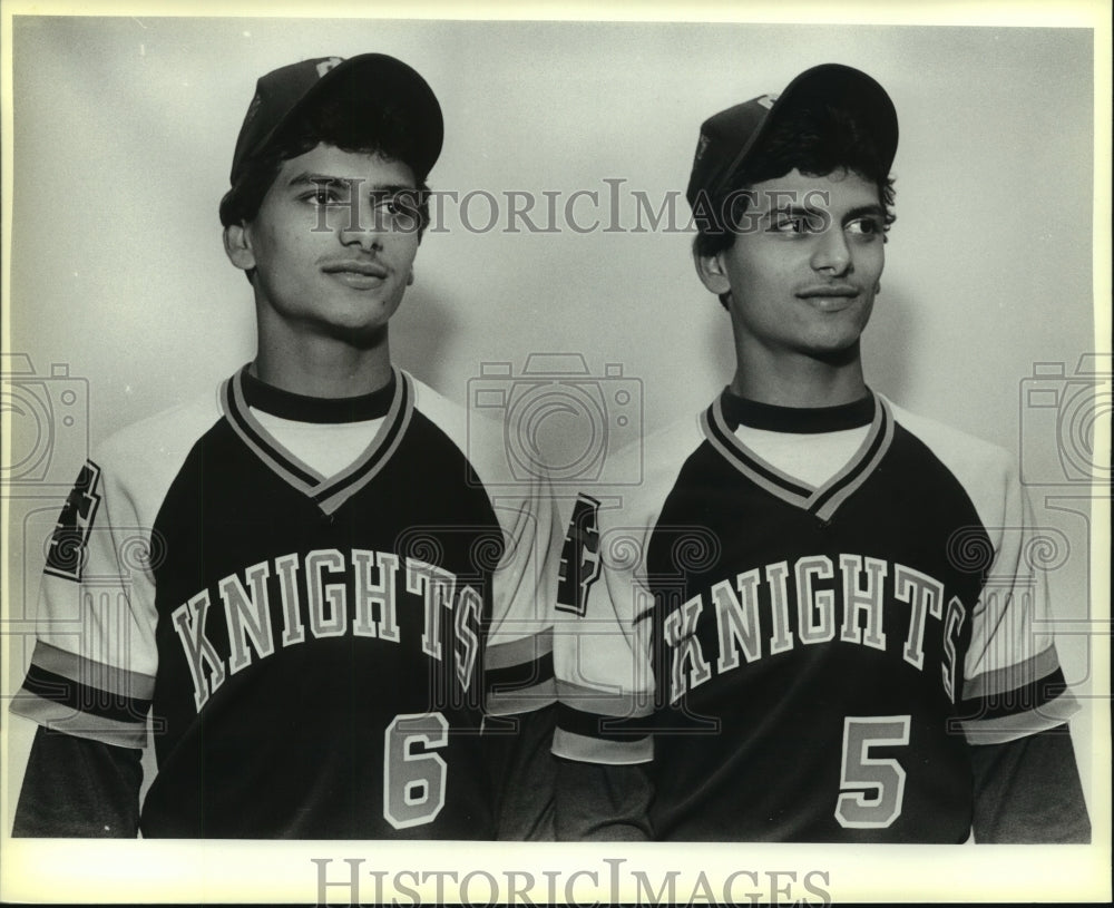 1985 Press Photo Rodrigo and Rosendo Cantu, Holy Cross High School Baseball - Historic Images
