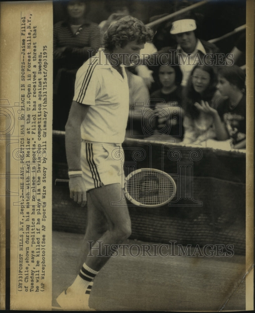 1975 Press Photo Jaime Fillol, Chilean Tennis Player at Forest Hills New York- Historic Images