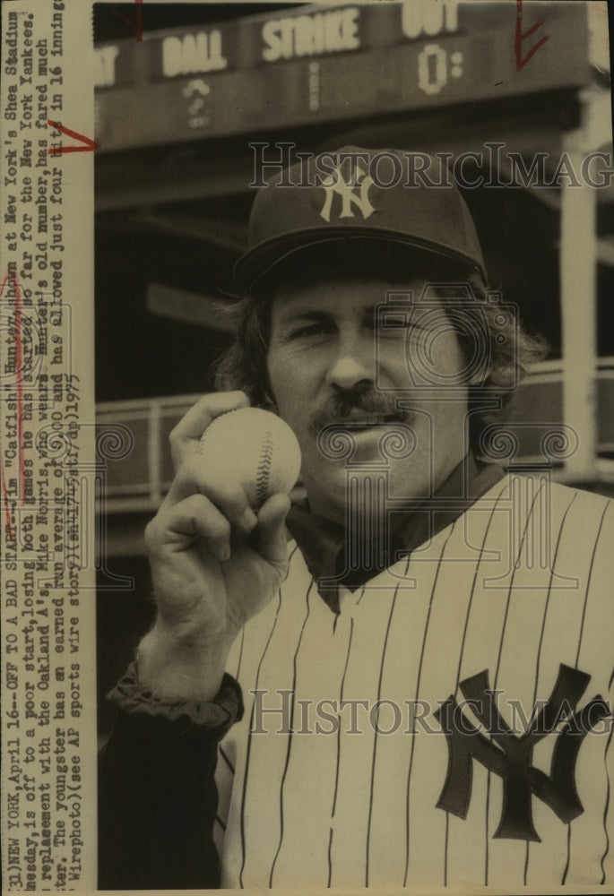 1975 Press Photo Jim &quot;Catfish&quot; Hunter, New York Yankees Baseball Player-Historic Images