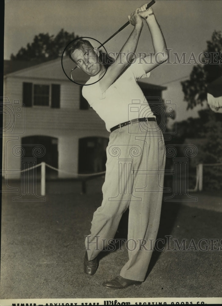 1949 Press Photo E. J. &quot;Dutch&quot; Harrison, Golfer and Wilson Sporting Goods Member - Historic Images