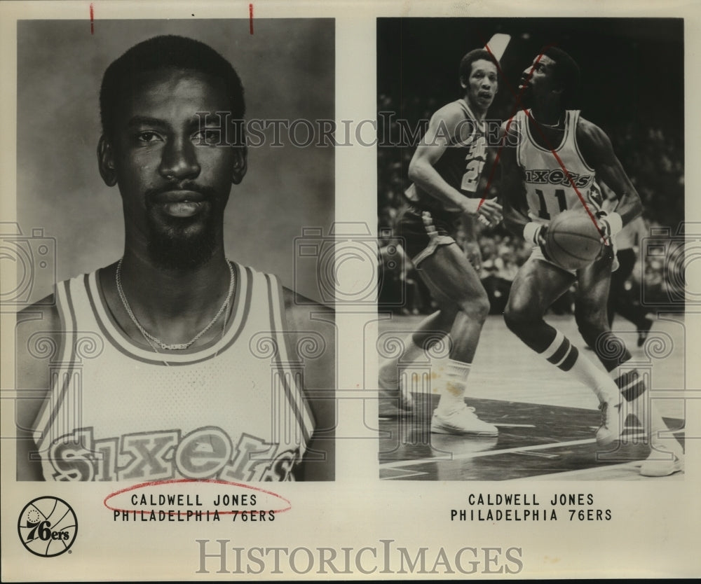 Philadelphia 76ers Basketball Player Caldwell Jones on Offense - Historic Images