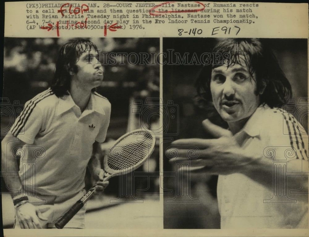 1976 Press Photo Tennis Player Ilie Nastase Reacts to Lineman's Calls in Match- Historic Images
