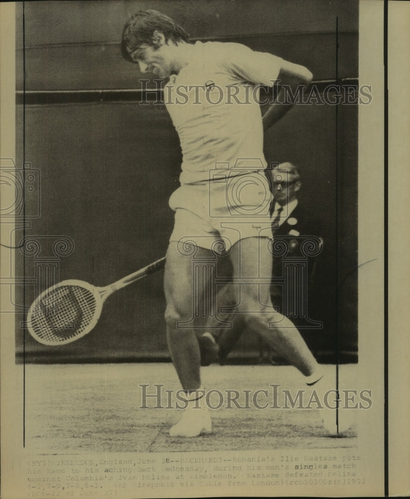 1973 Press Photo Ilie Nastase, Romanian Tennis Player at Wimbledon Match - Historic Images