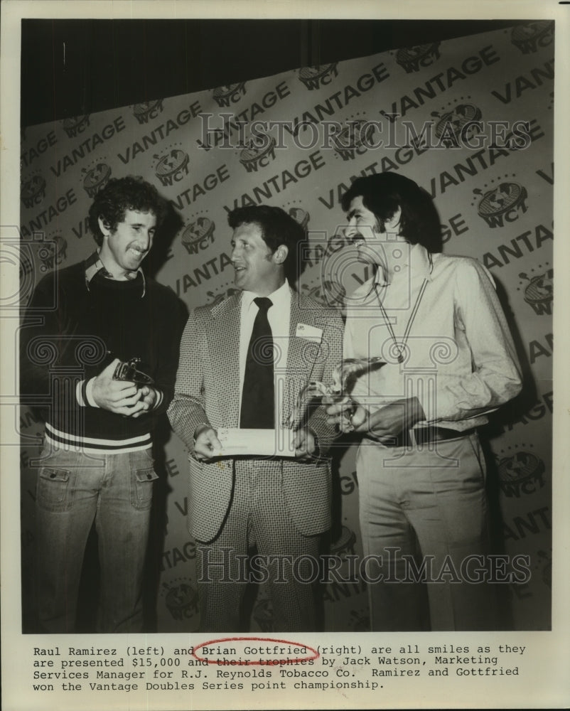 Press Photo Brian Gottrried and Raul Ramirez, Tennis Players at Vantage Doubles - Historic Images