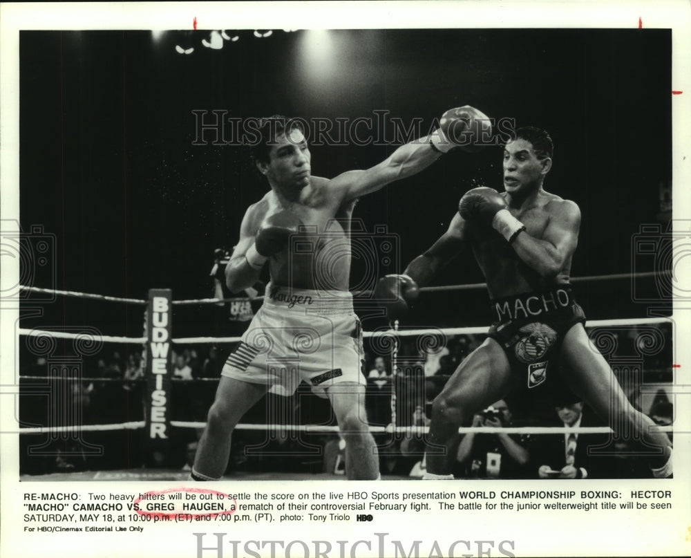 Press Photo Boxers Greg Haugen and Hector &quot;Macho&quot; Camacho at World Championship- Historic Images