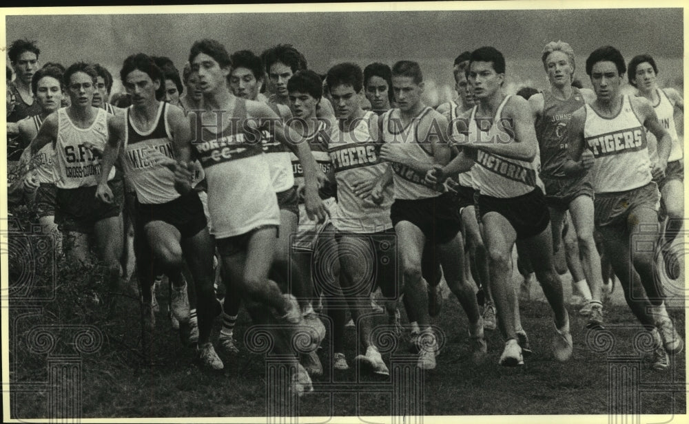 1986 Press Photo Runners at Boys Cross Country Regional Race at San Antonio - Historic Images