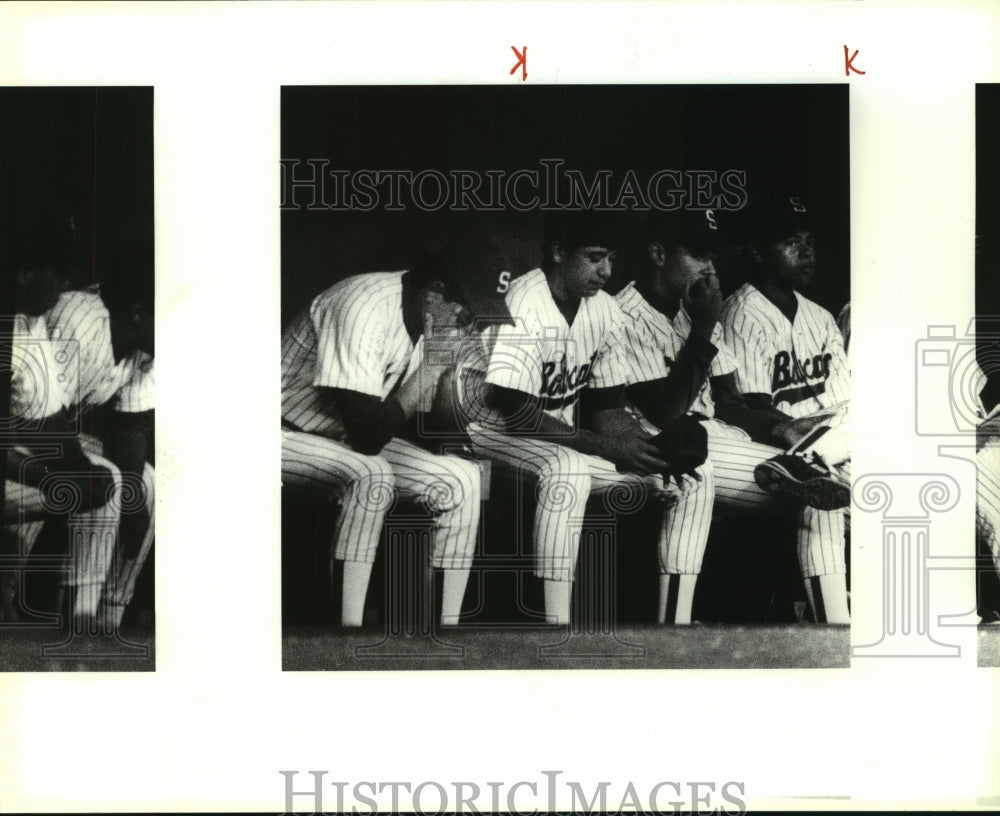1992 Press Photo South San High School Baseball Team on Bench at Austin Game - Historic Images