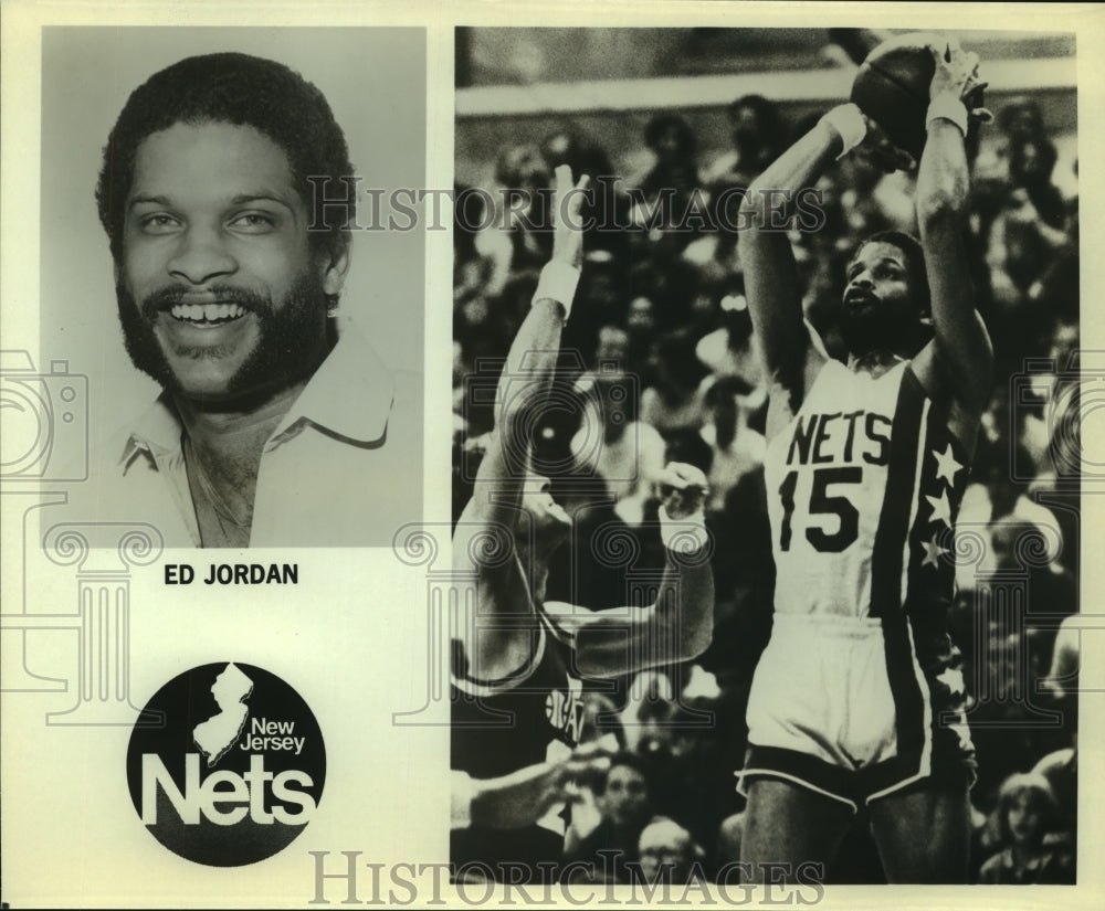 Press Photo Ed Jordan, New Jersey Nets Basketball Player at Game - sas13468- Historic Images