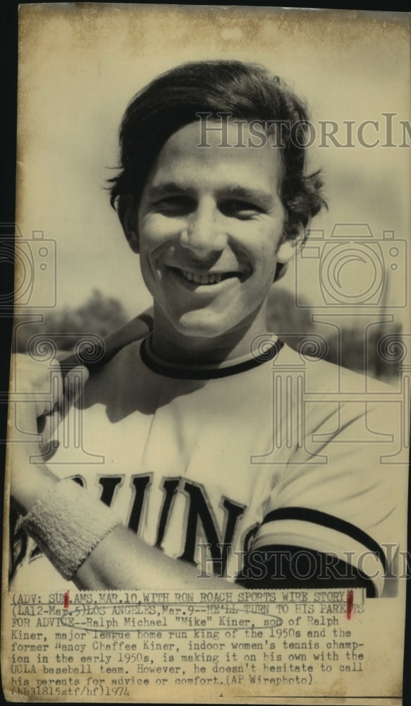 1974 Press Photo Ralph Michael &quot;Mike&quot; Kiner of University of California Baseball- Historic Images