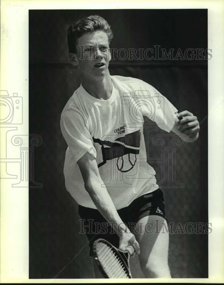 1988 Press Photo Mike Greenwood, Churchill High School Tennis Player - sas13728- Historic Images