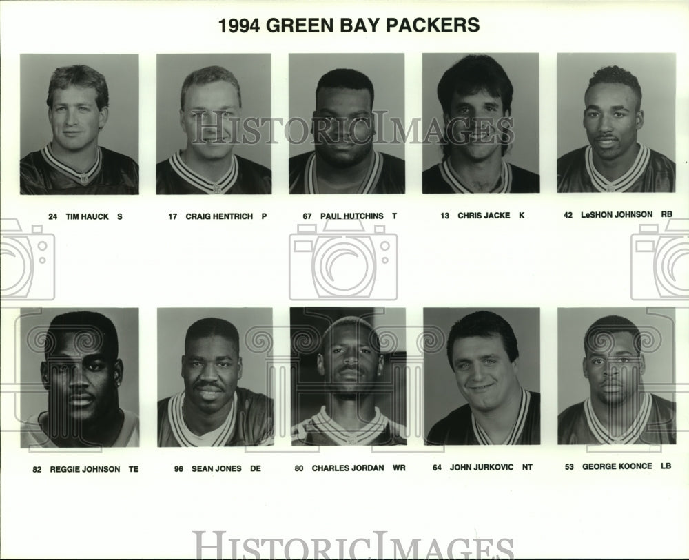 1994 Press Photo Tim Hauck with Green Bay Packers Football Team Player Line Up- Historic Images