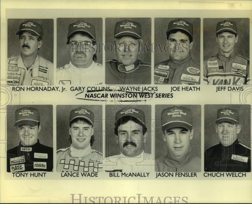 Press Photo NASCAR Winston West series driver mug shots - sas14435 - Historic Images