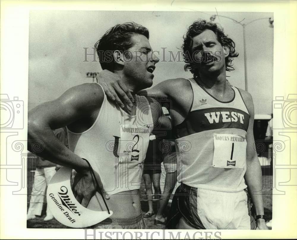 1988 Press Photo Pentathlon competitors Mike Costigan and Bob Nieman - sas14490 - Historic Images