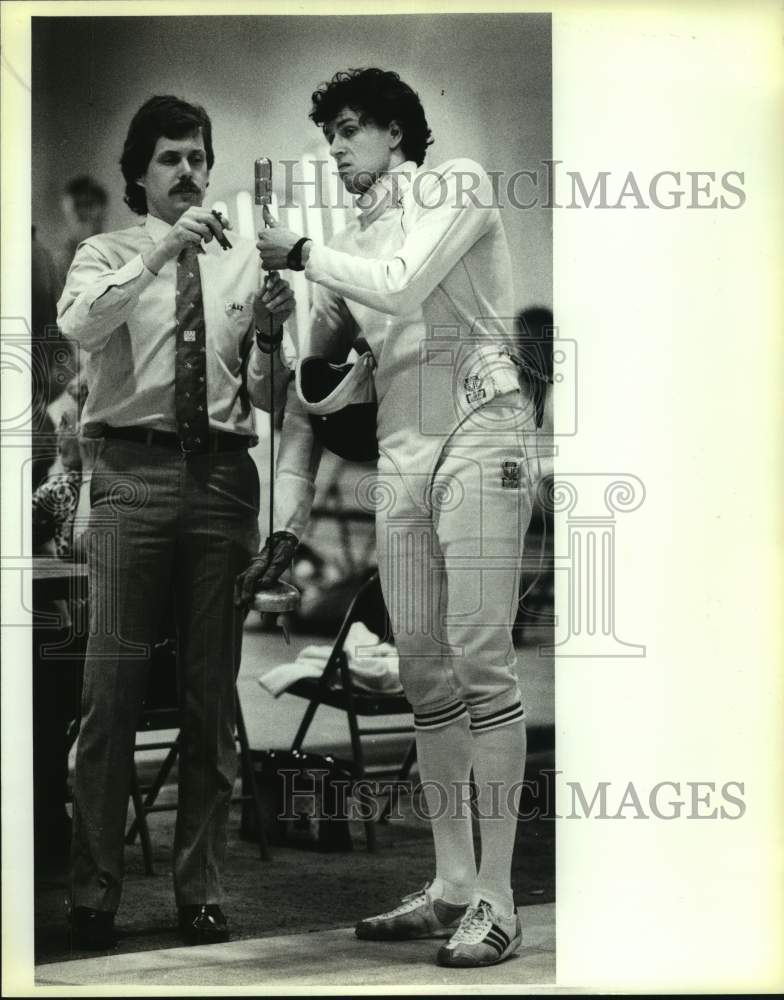 1989 Press Photo Bob Nieman and Laszlo Fabian at a TMI pentathlon event- Historic Images