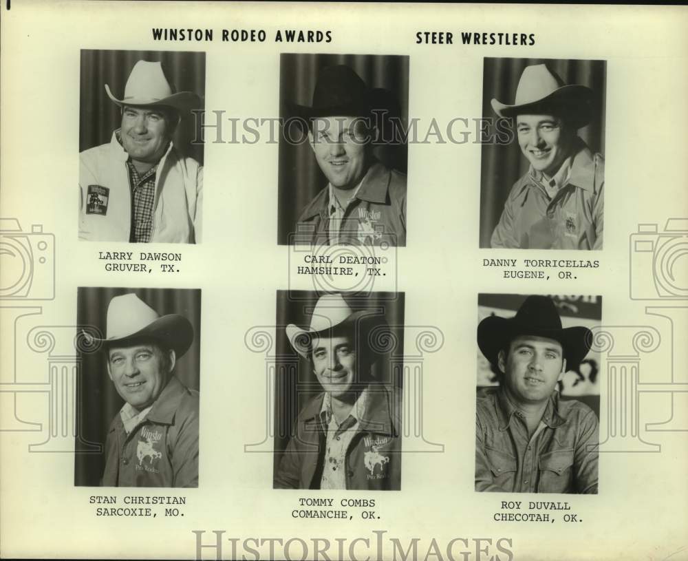 Press Photo Winston Rodeo Awards, steer wrestlers - sas14768 - Historic Images