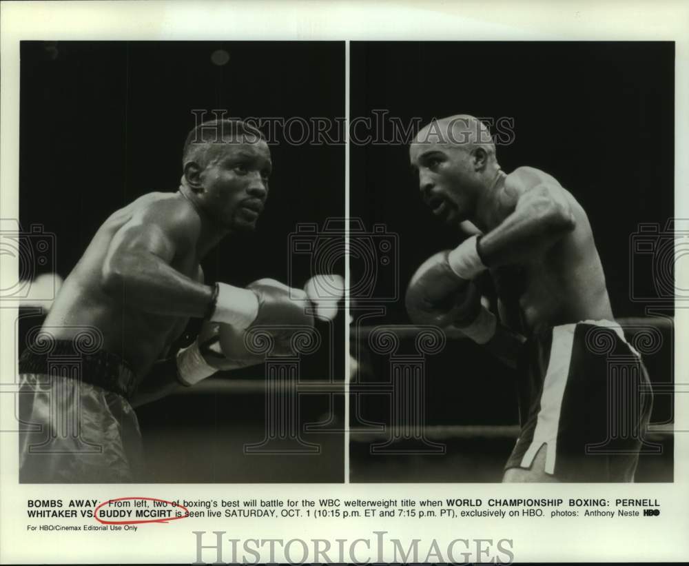 Press Photo Boxers Pernell Whitaker and Buddy McGirt - sas14785 - Historic Images